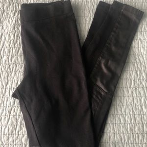 Black leggings with pleather embellishments